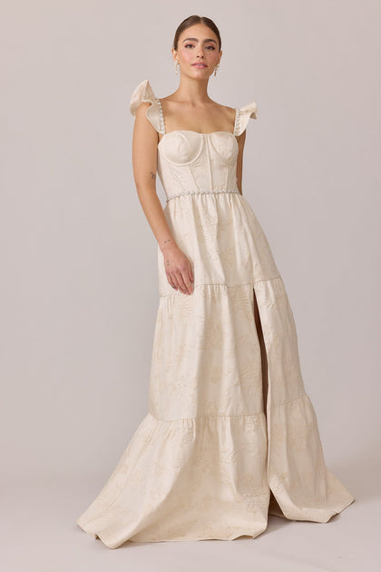Violet Luxe Jacquard Dress | Made To Order | Champagne