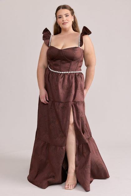 Violet Luxe Jacquard Dress | Made To Order | Mahogany