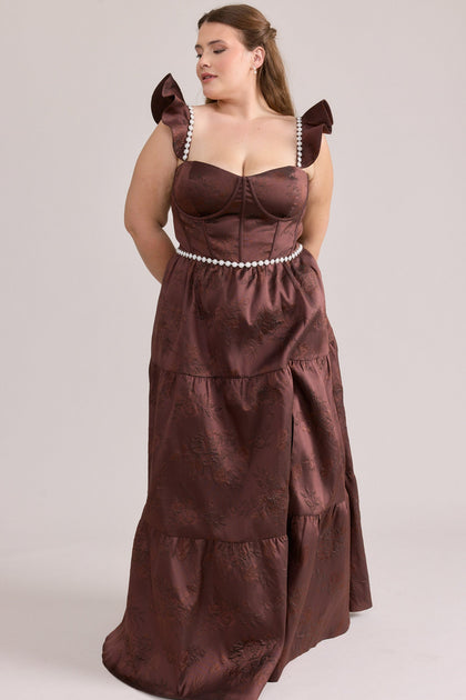 Violet Luxe Jacquard Dress | Made To Order | Mahogany
