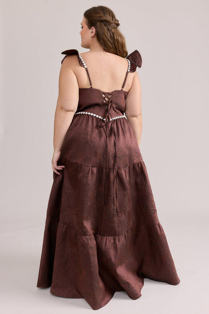 Violet Luxe Jacquard Dress | Made To Order | Mahogany