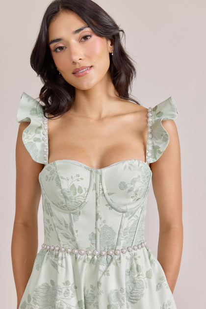 Violet Luxe Jacquard Dress | Made To Order | Sage