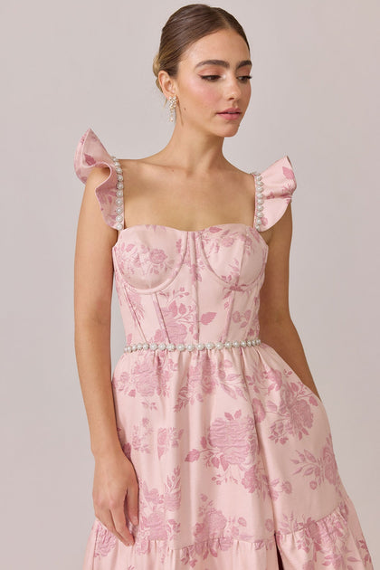 Violet Luxe Jacquard Dress | Made To Order | Pink