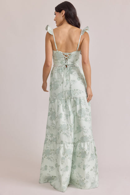 Violet Luxe Jacquard Dress | Made To Order | Sage