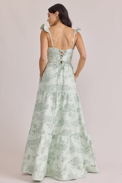 Violet Luxe Jacquard Dress | Made To Order | Sage