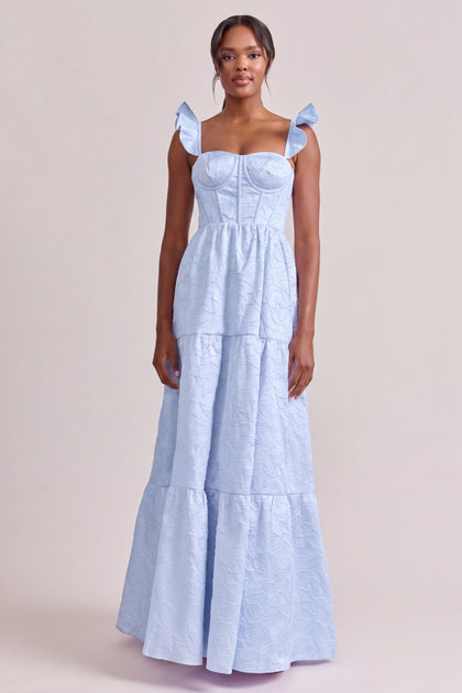 Violet Tonal Jacquard Dress | Blue Hydrangea