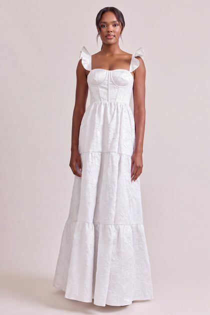 Violet Tonal Jacquard Dress | White