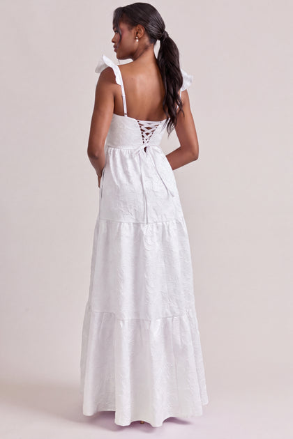 Violet Tonal Jacquard Dress | White