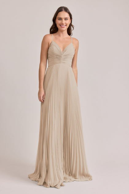 Vivian Chiffon Pleated Dress | Made To Order | Champagne