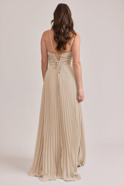 Vivian Chiffon Pleated Dress | Made To Order | Champagne