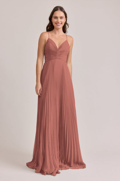 Vivian Chiffon Pleated Dress | Made To Order | Desert Rose
