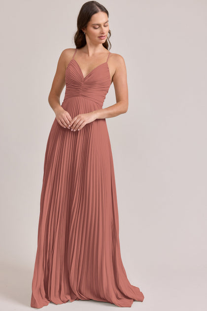 Vivian Chiffon Pleated Dress | Made To Order | Desert Rose