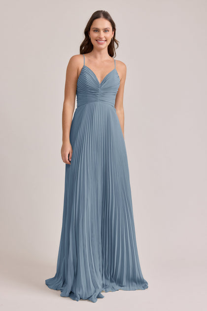 Vivian Chiffon Pleated Dress | Made To Order | French Blue