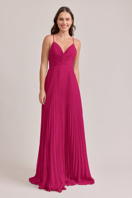 Vivian Chiffon Pleated Dress | Made To Order | Hot Pink