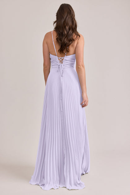 Vivian Chiffon Pleated Dress | Made To Order | Light Lavender