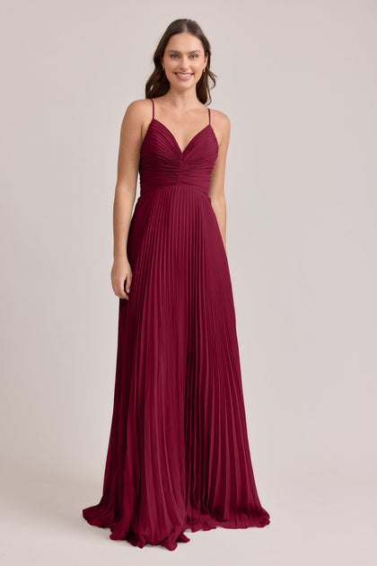 Vivian Chiffon Pleated Dress | Made To Order | Marsala
