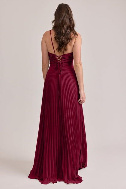 Vivian Chiffon Pleated Dress | Made To Order | Marsala