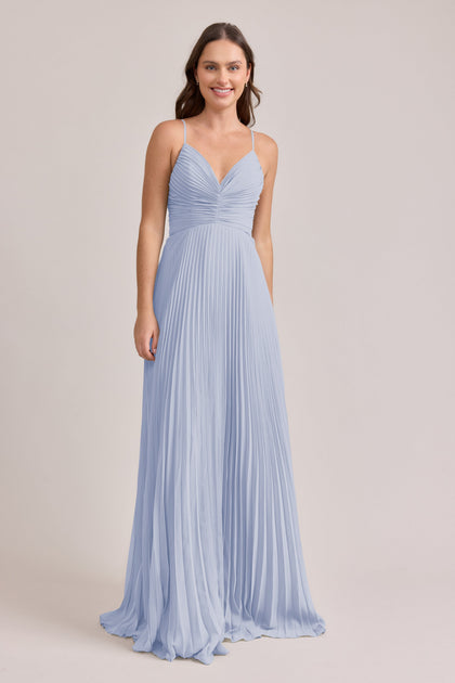 Vivian Chiffon Pleated Dress | Made To Order | Periwinkle
