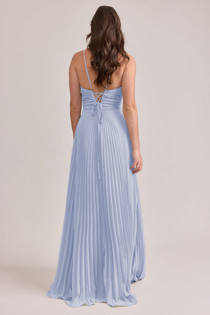 Vivian Chiffon Pleated Dress | Made To Order | Periwinkle