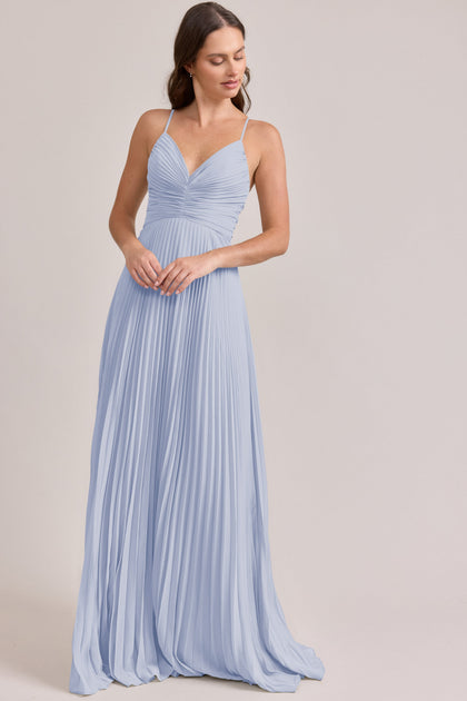 Vivian Chiffon Pleated Dress | Made To Order | Periwinkle
