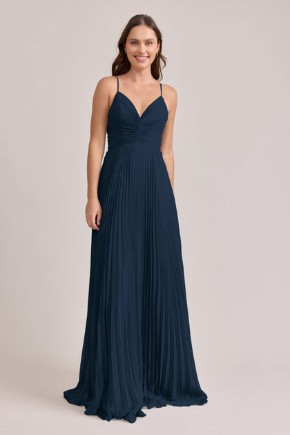Vivian Chiffon Pleated Dress | Made To Order | Romantic Blue