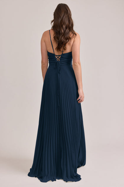 Vivian Chiffon Pleated Dress | Made To Order | Romantic Blue