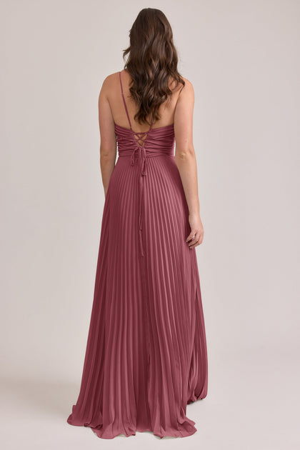 Vivian Chiffon Pleated Dress | Made To Order | Rosewood