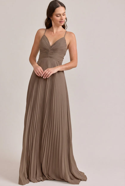 Vivian Chiffon Pleated Dress | Made To Order | Truffle