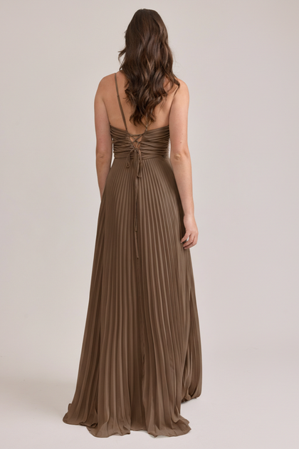 Vivian Chiffon Pleated Dress | Made To Order | Truffle