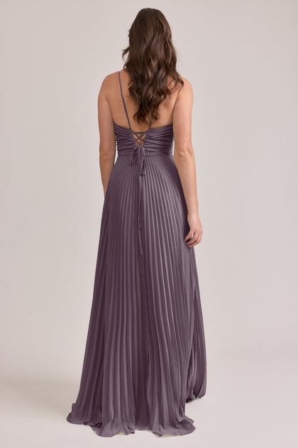 Vivian Chiffon Pleated Dress | Made To Order | Wisteria