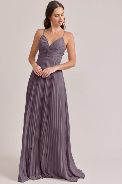 Vivian Chiffon Pleated Dress | Made To Order | Wisteria