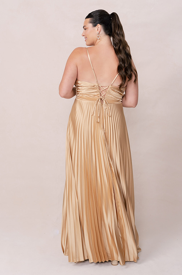 Vivian Satin Pleated Dress | Made to Order Romantic Blue Vivian Satin Pleated Dress | Made to Order Romantic Blue