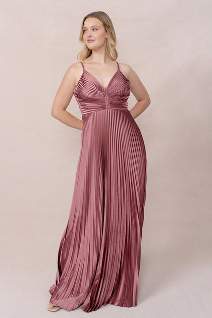 Vivian Satin Pleated Dress | Made To Order | Raspberry