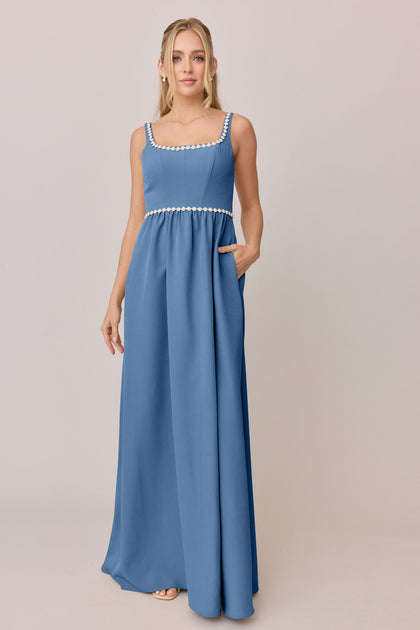 Whitney Luxe Crepe Dress | Made To Order | Dusty Blue