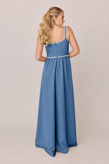 Whitney Luxe Crepe Dress | Made To Order | Dusty Blue