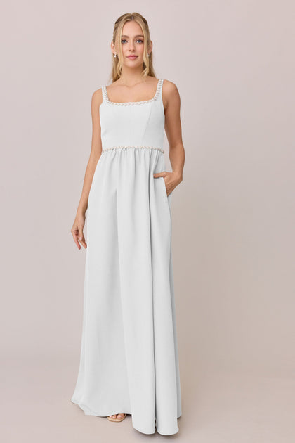 Whitney Luxe Crepe Dress | Made To Order | White Pearl