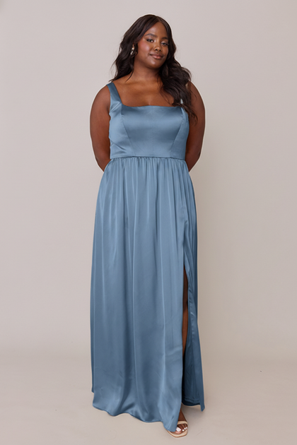 Whitney Satin Dress | Made To Order | True Blue
