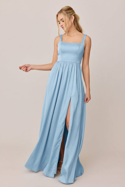 Whitney Satin Dress | Made To Order | Light Blue
