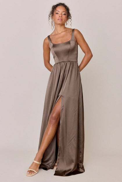 Whitney Satin Dress | Made To Order | Truffle
