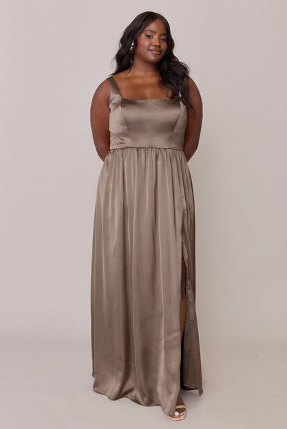Whitney Satin Dress | Made To Order | Truffle