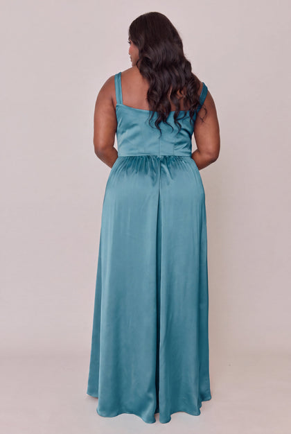 Whitney Satin Dress | Made To Order | Turquoise