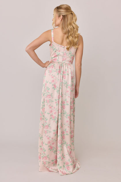 Whitney Satin Floral Print Dress | Made To Order | Blushing Bride Bouquet