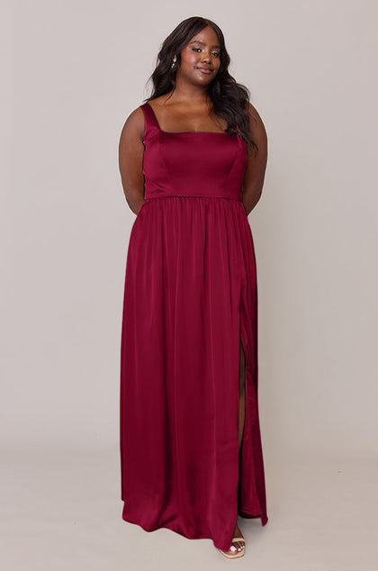 Whitney Satin Dress | Made To Order | Berry
