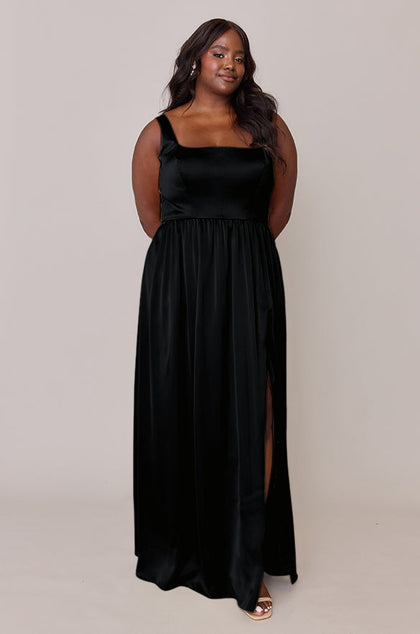 Whitney Satin Dress | Made To Order | Black