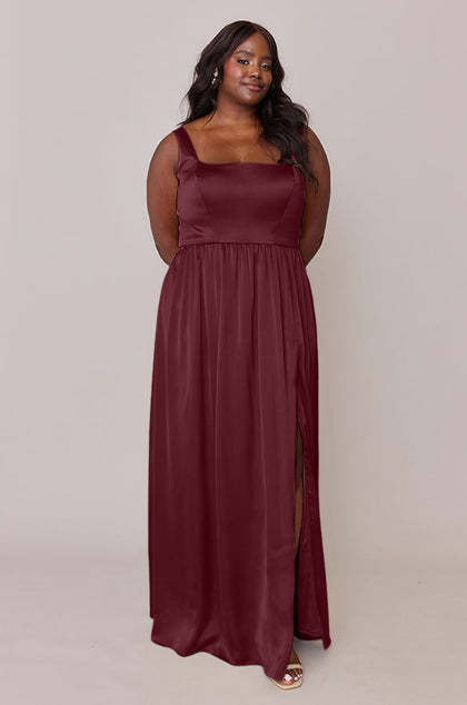 Whitney Satin Dress | Made To Order | Cabernet