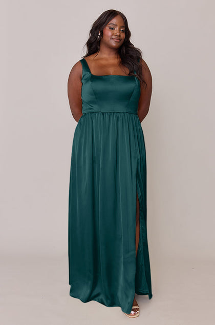 Whitney Satin Dress | Made To Order | Emerald