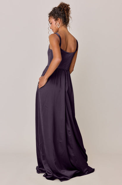 Whitney Satin Dress | Made To Order | Eggplant