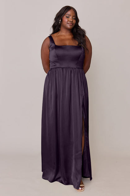 Whitney Satin Dress | Made To Order | Eggplant