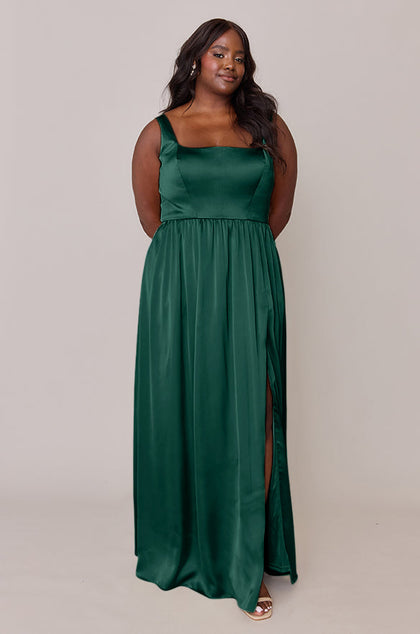 Whitney Satin Dress | Made To Order | Emerald