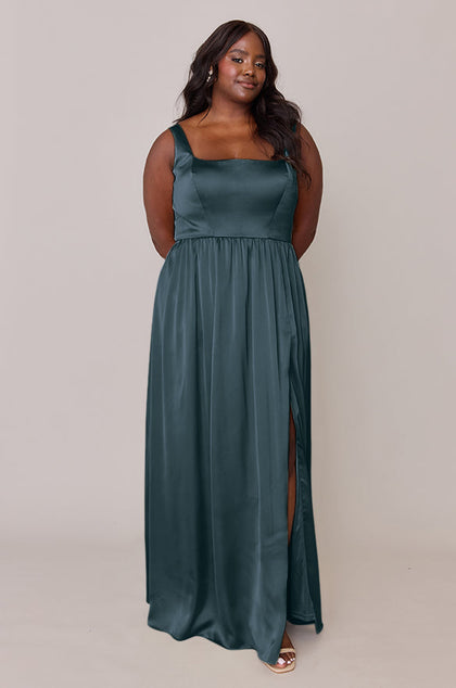 Whitney Satin Dress | Made To Order | Eucalyptus