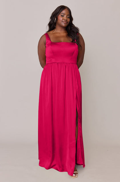 Whitney Satin Dress | Made To Order | Hot Pink